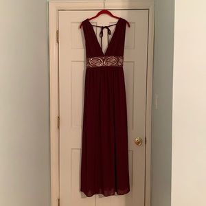 Soiéblu from forever 21, size small. Maroon with gold sequin long dress